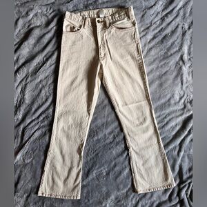 Creatures of Comfort ivory cream denim flare boot cut jeans